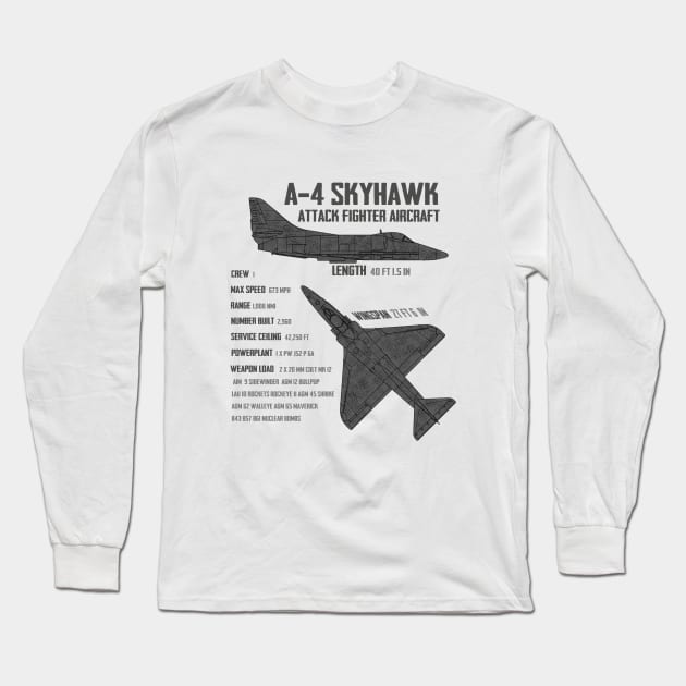 A-4 Skyhawk Long Sleeve T-Shirt by Dirty Custard Designs 